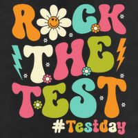 Rock The Test Motivational Retro Teachers Golf Towel
