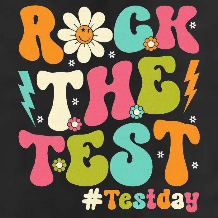 Rock The Test Motivational Retro Teachers Golf Towel