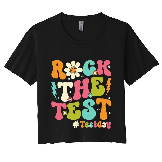 Rock The Test Motivational Retro Teachers Crop Top