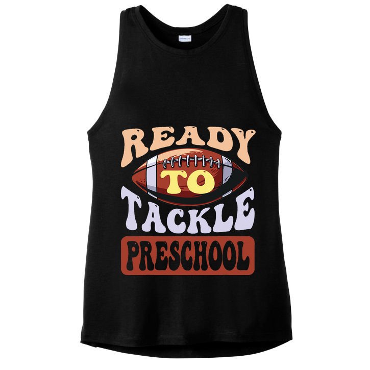 Ready To Tackle Preschool Football First Day School Ladies PosiCharge Tri-Blend Wicking Tank