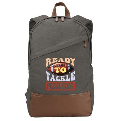 Ready To Tackle Preschool Football First Day School Cotton Canvas Backpack