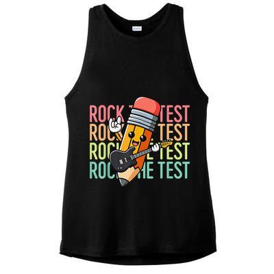 Rock The Test Dont Stress Just Do Your Best Teacher Testing Ladies PosiCharge Tri-Blend Wicking Tank