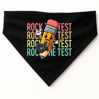 Rock The Test Dont Stress Just Do Your Best Teacher Testing USA-Made Doggie Bandana