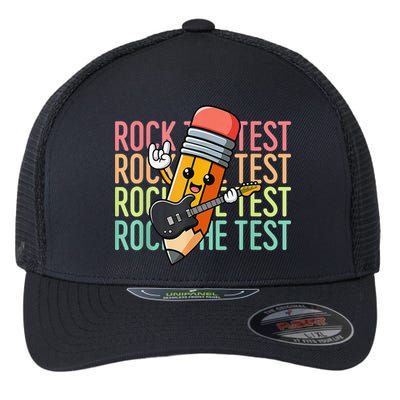 Rock The Test Dont Stress Just Do Your Best Teacher Testing Flexfit Unipanel Trucker Cap