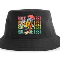 Rock The Test Dont Stress Just Do Your Best Teacher Testing Sustainable Bucket Hat