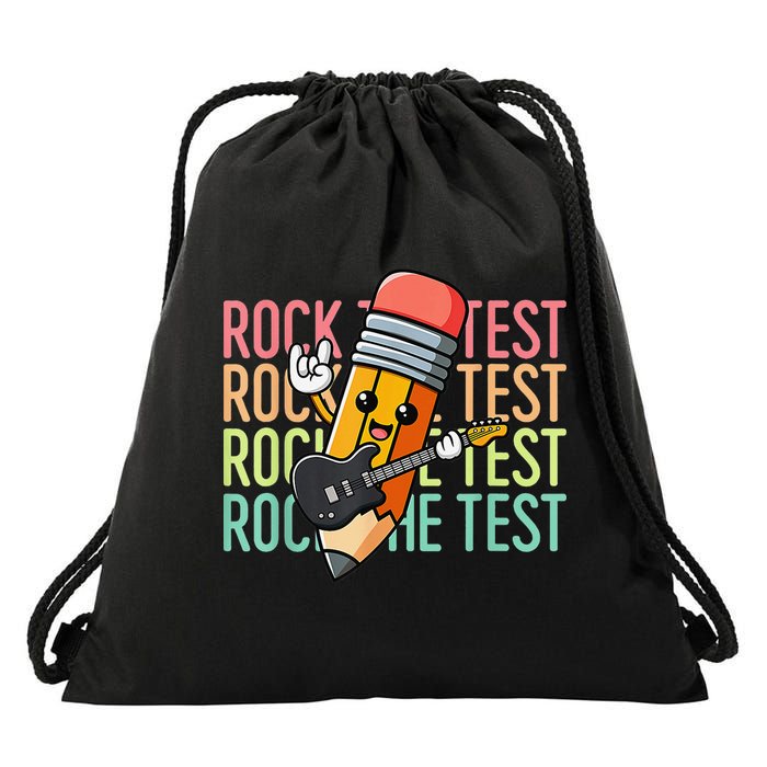 Rock The Test Dont Stress Just Do Your Best Teacher Testing Drawstring Bag