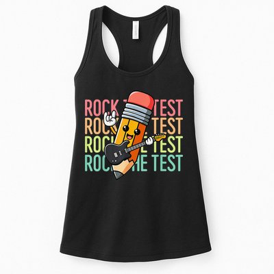 Rock The Test Dont Stress Just Do Your Best Teacher Testing Womens Tank Top
