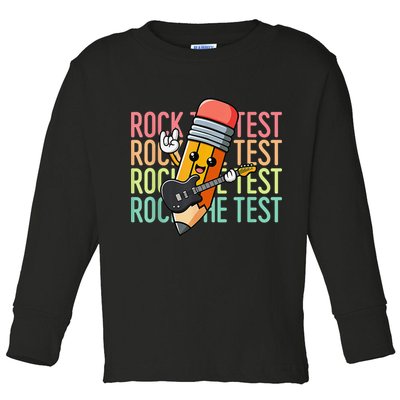 Rock The Test Dont Stress Just Do Your Best Teacher Testing Toddler Long Sleeve Shirt