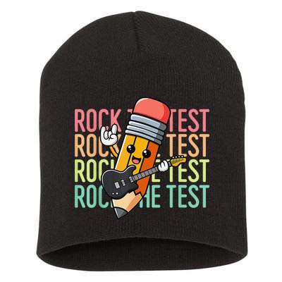 Rock The Test Dont Stress Just Do Your Best Teacher Testing Short Acrylic Beanie