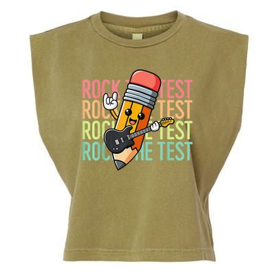 Rock The Test Dont Stress Just Do Your Best Teacher Testing Garment-Dyed Women's Muscle Tee