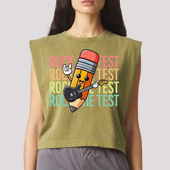 Rock The Test Dont Stress Just Do Your Best Teacher Testing Garment-Dyed Women's Muscle Tee