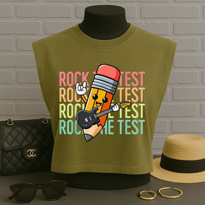 Rock The Test Dont Stress Just Do Your Best Teacher Testing Garment-Dyed Women's Muscle Tee