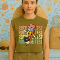 Rock The Test Dont Stress Just Do Your Best Teacher Testing Garment-Dyed Women's Muscle Tee