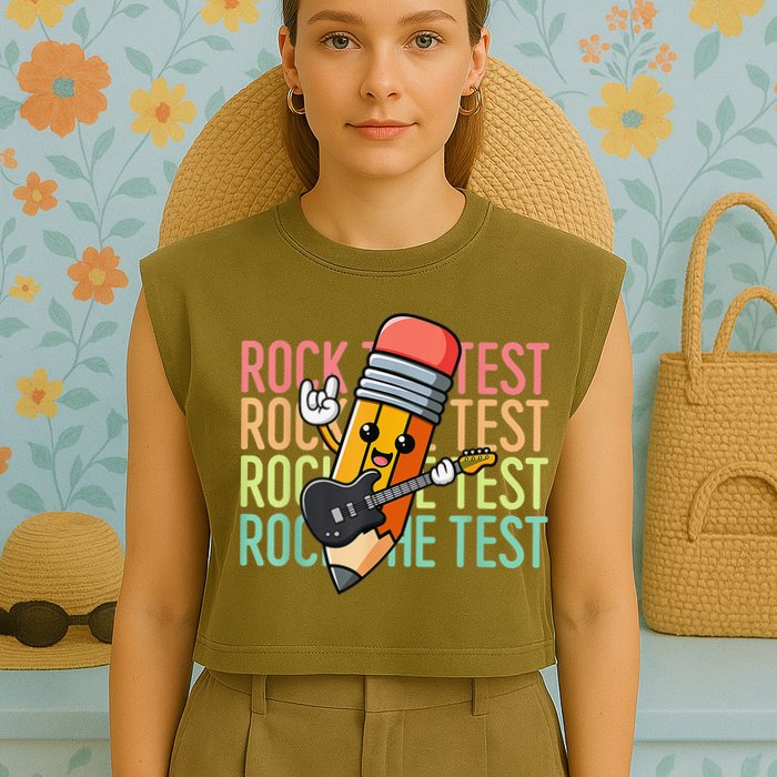 Rock The Test Dont Stress Just Do Your Best Teacher Testing Garment-Dyed Women's Muscle Tee