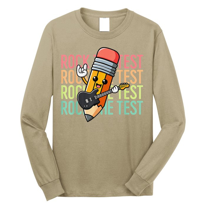 Rock The Test Dont Stress Just Do Your Best Teacher Testing Long Sleeve Shirt