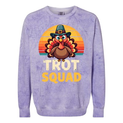 Retro Turkey Trot Squad Thanksgiving Day Harvest Festival Gift Colorblast Crewneck Sweatshirt