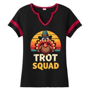 Retro Turkey Trot Squad Thanksgiving Day Harvest Festival Gift Ladies Halftime Notch Neck Tee