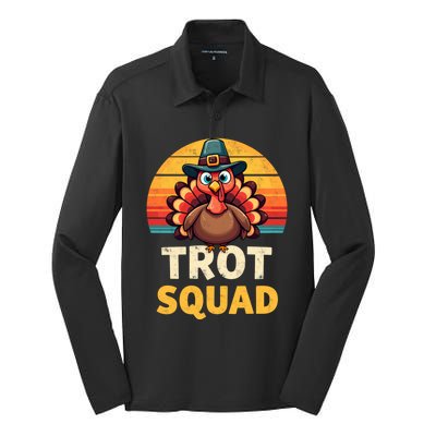 Retro Turkey Trot Squad Thanksgiving Day Harvest Festival Gift Silk Touch Performance Long Sleeve Polo