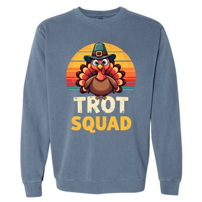 Retro Turkey Trot Squad Thanksgiving Day Harvest Festival Gift Garment-Dyed Sweatshirt