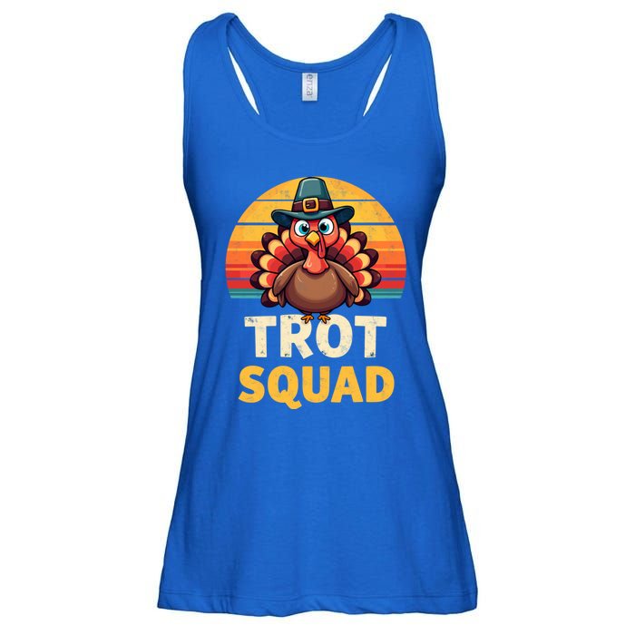 Retro Turkey Trot Squad Thanksgiving Day Harvest Festival Gift Ladies Essential Flowy Tank