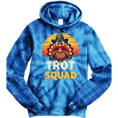 Retro Turkey Trot Squad Thanksgiving Day Harvest Festival Gift Tie Dye Hoodie