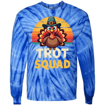 Retro Turkey Trot Squad Thanksgiving Day Harvest Festival Gift Tie-Dye Long Sleeve Shirt