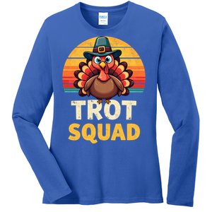 Retro Turkey Trot Squad Thanksgiving Day Harvest Festival Gift Ladies Long Sleeve Shirt