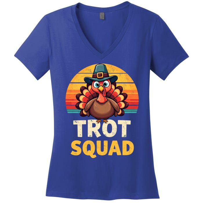 Retro Turkey Trot Squad Thanksgiving Day Harvest Festival Gift Women's V-Neck T-Shirt