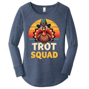 Retro Turkey Trot Squad Thanksgiving Day Harvest Festival Gift Women's Perfect Tri Tunic Long Sleeve Shirt