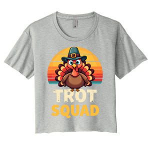 Retro Turkey Trot Squad Thanksgiving Day Harvest Festival Gift Women's Crop Top Tee