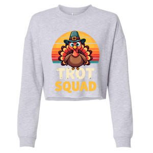 Retro Turkey Trot Squad Thanksgiving Day Harvest Festival Gift Cropped Pullover Crew