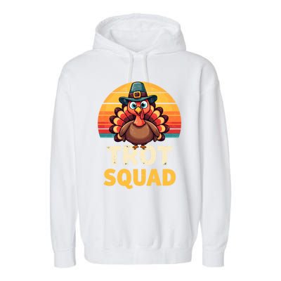 Retro Turkey Trot Squad Thanksgiving Day Harvest Festival Gift Garment-Dyed Fleece Hoodie