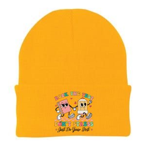 Rock The Test Dont Stress Testing Day Groovy Teacher Student Knit Cap Winter Beanie