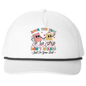 Rock The Test Dont Stress Testing Day Groovy Teacher Student Snapback Five-Panel Rope Hat