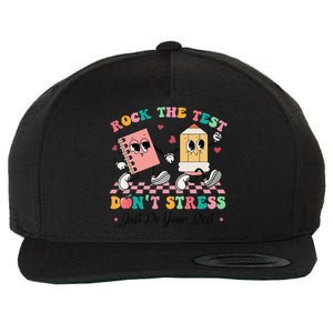 Rock The Test Dont Stress Testing Day Groovy Teacher Student Wool Snapback Cap