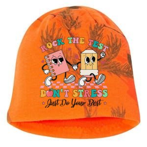 Rock The Test Dont Stress Testing Day Groovy Teacher Student Kati - Camo Knit Beanie