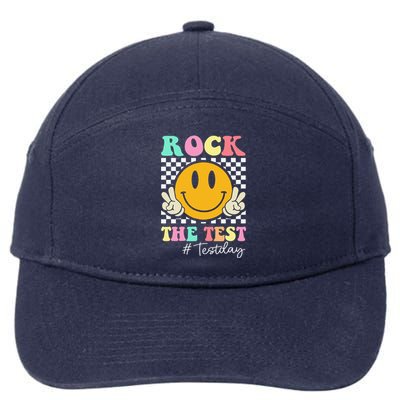 Rock The Test Retro Smile Teacher Testing Test Day 7-Panel Snapback Hat