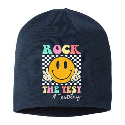 Rock The Test Retro Smile Teacher Testing Test Day Sustainable Beanie