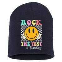 Rock The Test Retro Smile Teacher Testing Test Day Short Acrylic Beanie