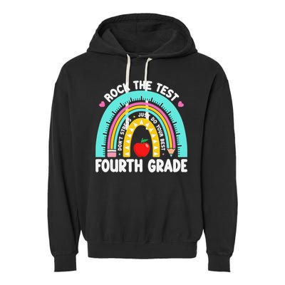 Rock The Test Day 4th Grade Teacher Fourth Grade Testing Garment-Dyed Fleece Hoodie