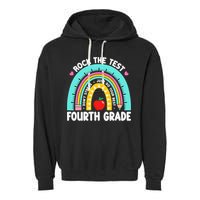 Rock The Test Day 4th Grade Teacher Fourth Grade Testing Garment-Dyed Fleece Hoodie