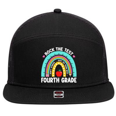 Rock The Test Day 4th Grade Teacher Fourth Grade Testing 7 Panel Mesh Trucker Snapback Hat