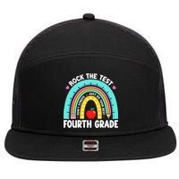 Rock The Test Day 4th Grade Teacher Fourth Grade Testing 7 Panel Mesh Trucker Snapback Hat
