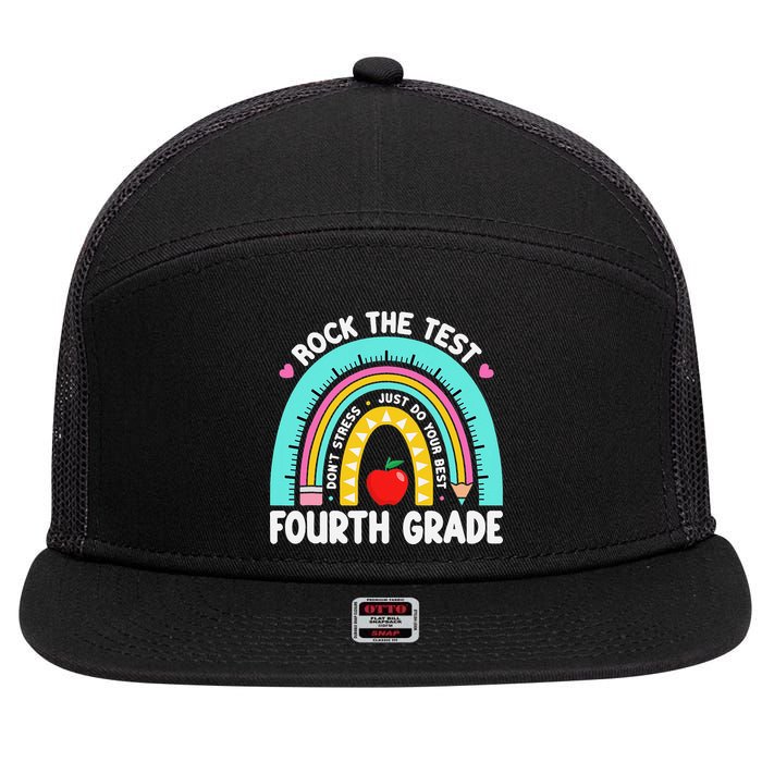 Rock The Test Day 4th Grade Teacher Fourth Grade Testing 7 Panel Mesh Trucker Snapback Hat