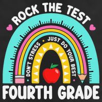 Rock The Test Day 4th Grade Teacher Fourth Grade Testing 7 Panel Mesh Trucker Snapback Hat