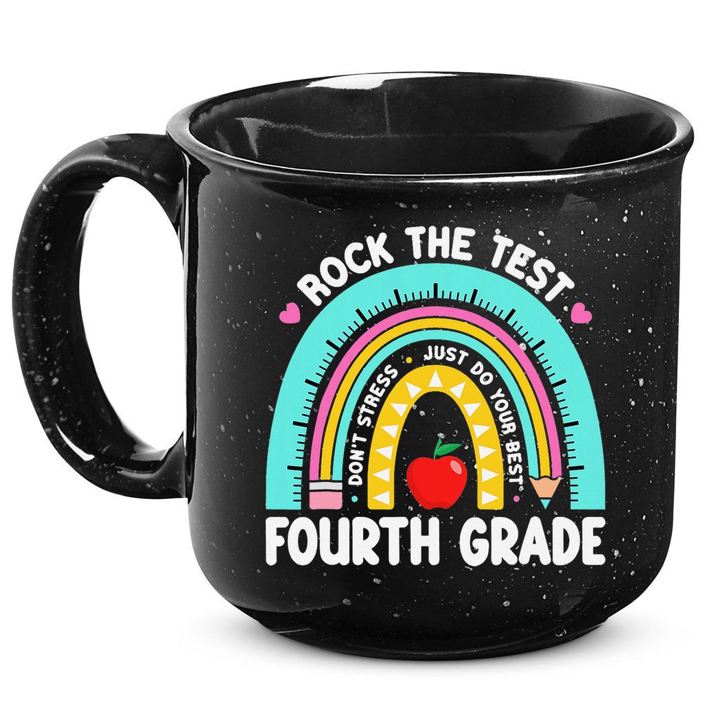 Rock The Test Day 4th Grade Teacher Fourth Grade Testing 15oz Campfire Ceramic Mug