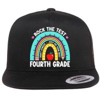Rock The Test Day 4th Grade Teacher Fourth Grade Testing Flat Bill Trucker Hat