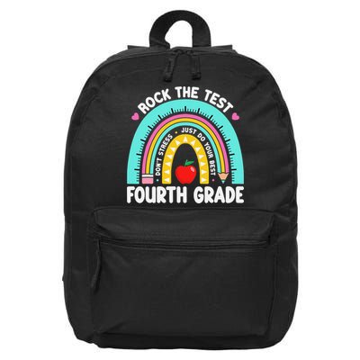Rock The Test Day 4th Grade Teacher Fourth Grade Testing 16 in Basic Backpack