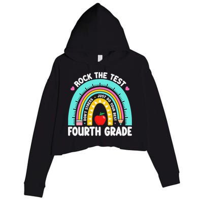 Rock The Test Day 4th Grade Teacher Fourth Grade Testing Crop Fleece Hoodie
