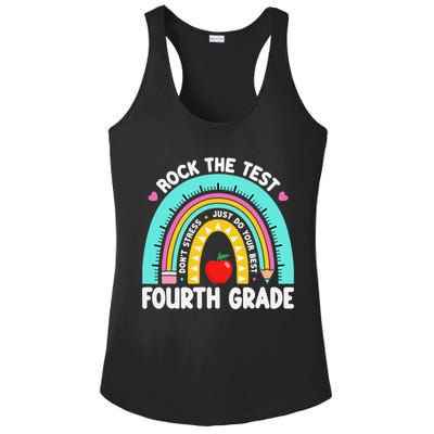 Rock The Test Day 4th Grade Teacher Fourth Grade Testing Ladies PosiCharge Competitor Racerback Tank